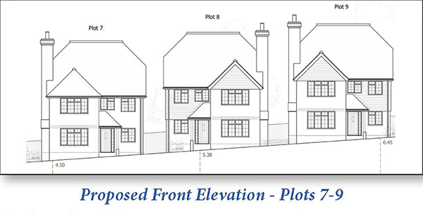 Lot: 73 - LAND WITH OUTLINE PLANNING CONSENT FOR TEN DWELLINGS - Proposed Front Elevation - Plots 7-9